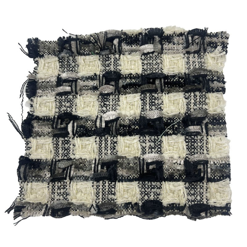 Sang trọng màu đen xám kết cấu mịn vải Tweed dệt cho áo khoác 22042