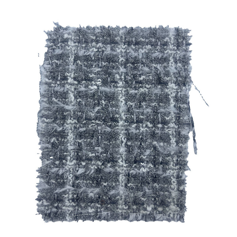 Kết cấu mịn Vải Tweed kẻ sọc màu xám nổi cho quần áo phụ nữ 23503