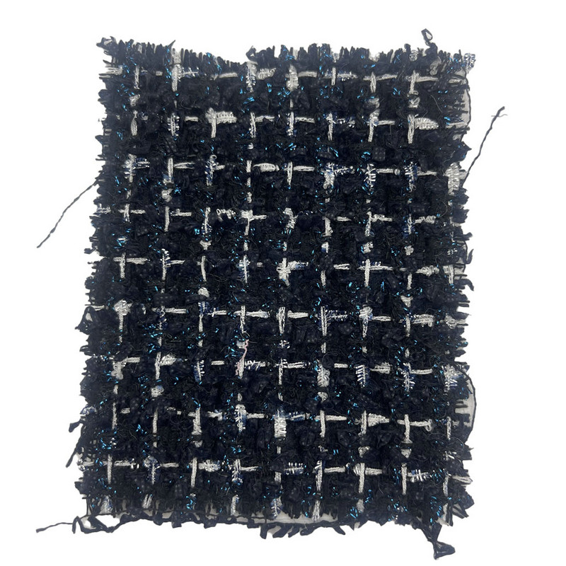 Màu xanh đậm sang trọng với màu xanh kim loại pha trộn vải Tweed cho quần áo nữ 23511