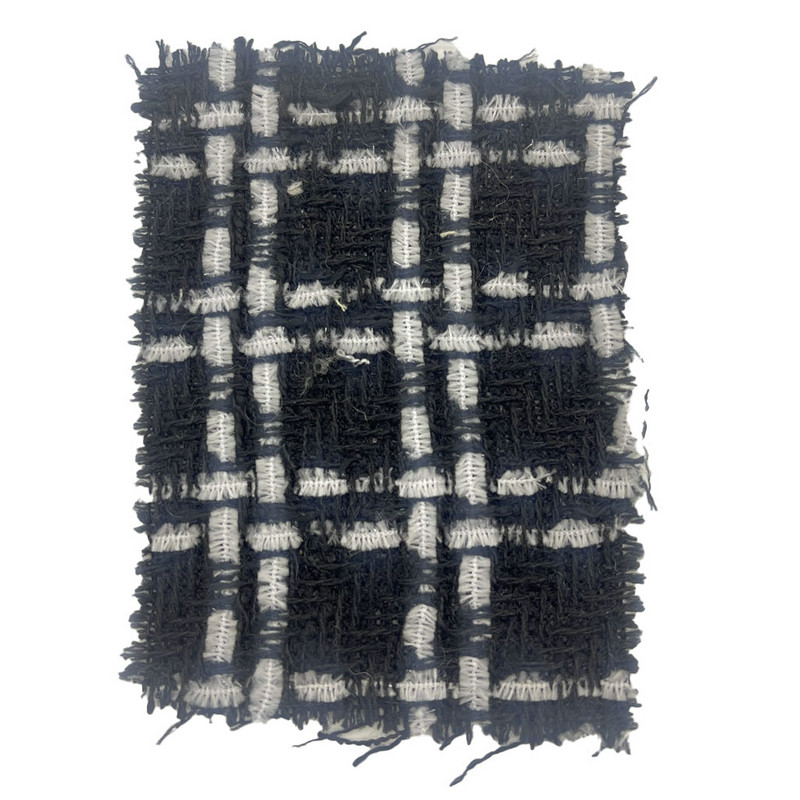 Vải Tweed dệt bằng len màu đen vượt thời gian cho quần áo 23545