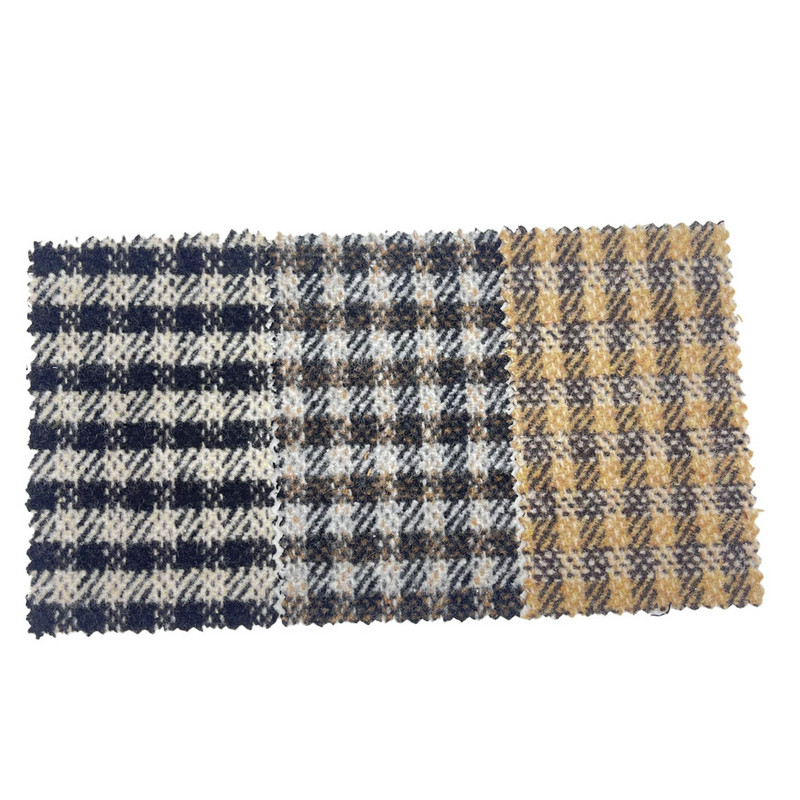 Brown Twill Checks Brush Vải len Tweed chạm mềm mại cho áo khoác 3811