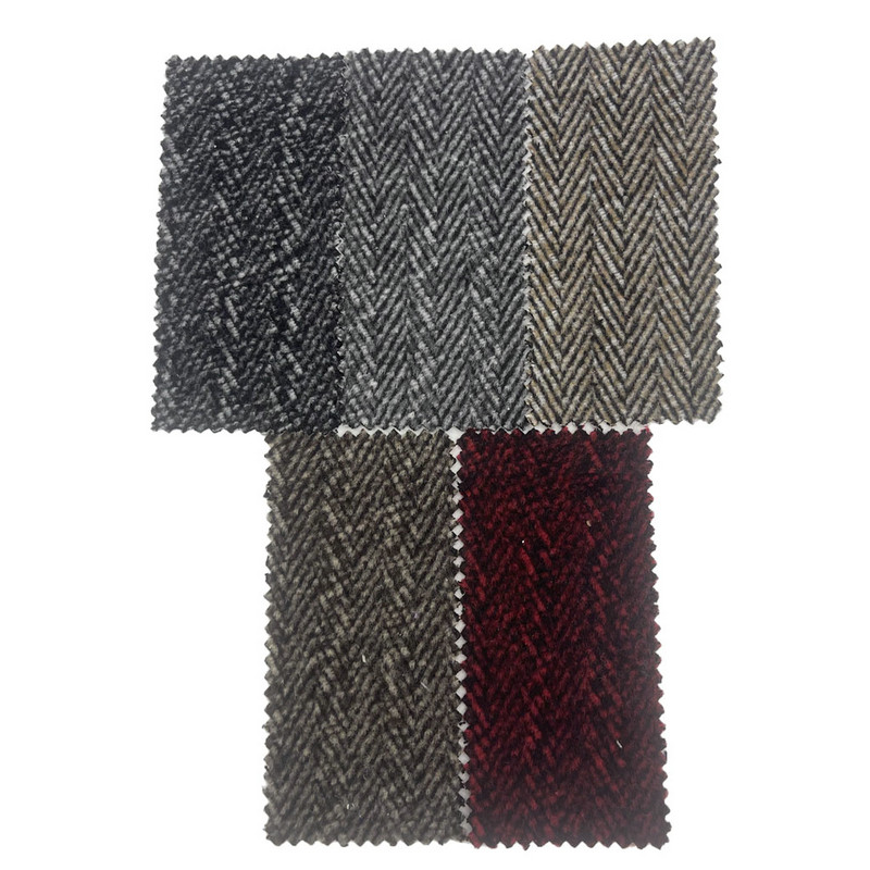 Bàn chải xương cá len màu đỏ đen Vải Tweed dày cho hàng may mặc 4298